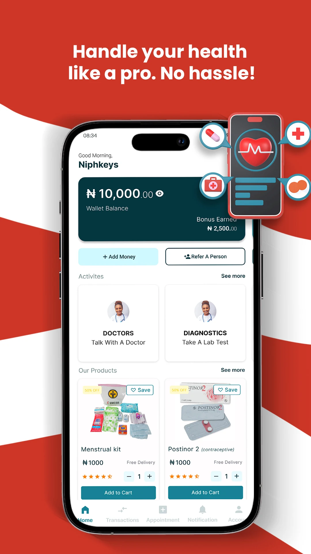 Rex Health App Interface
